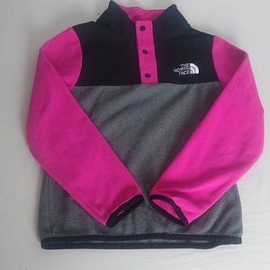 The North Face Pink Black Gray Kids Fleece Pullover